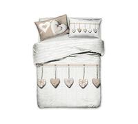 BIANCHERIAWEB Copripiumino Sacco Piumone Pensieri Delicati Cotone Disegno Cuore Appeso Singolo Beige
