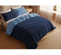 BIANCHERIAWEB Copripiumino Tinta Unita Bicolor 100% Puro Cotone Made in Italy Doubleface CN Matrimoniale Blu-Azzurro