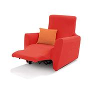 BIANCHERIAWEB Copripoltrona Reclinabile Easy Long Sofa Cover in Tinta Unita Poltrona Rosso Cardinale 130
