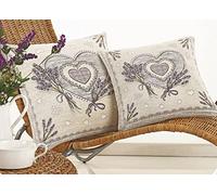 BIANCHERIAWEB Federa Cuscino Arredo Casa Fodera Tessuto Cinigliato Fantasia Floreale Lavanda 50x50 Lavanda