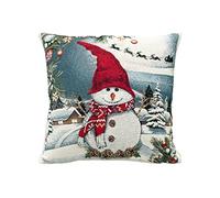 BIANCHERIAWEB Federa Cuscino Arredo Casa Fodera Tessuto Cinigliato Fantasie Natalizie Made Italy 40x40 Pupazzo