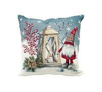 BIANCHERIAWEB Federa Cuscino Arredo Casa Fodera Tessuto Cinigliato Fantasie Natalizie Made Italy 50x50 Lanterna