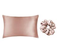 BIANCHERIAWEB Federa Cuscino Letto e Scrunchie 100% Seta Chiusura Zip Tinta Unita Federa Scrunchies Rosa