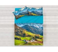 BIANCHERIAWEB Lenzuola Copriletto Letto Sogni d'oro 100% Cotone Disegno Mountain D71 Singolo Mountain D71