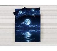BiancheriaWeb Parure Copripiumino Coppia Federe Letto 100% Cotone Sogni d'oro Disegno Luna Piazza E Mezza Luna