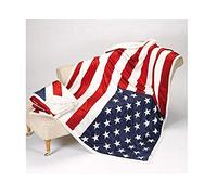 BIANCHERIAWEB Plaid Cooper Coperta con Retro Agnellato Pelliccia Disegno Bandiera USA 130x160 cm Bandiera USA