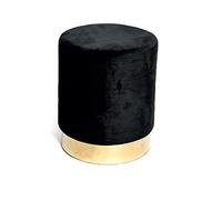 BIANCHERIAWEB Pouf Cilindro Velvet Rotondo Imbottito Puff Salotto e Camera da Letto 32x40 cm Effetto Velluto Base Oro In Tinta Unita