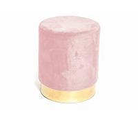 BIANCHERIAWEB Pouf Cilindro Velvet Rotondo Imbottito Puff Salotto e Camera da Letto 32x40 cm Effetto Velluto Base Oro In Tinta Unita