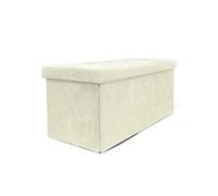 BIANCHERIAWEB Pouf Contenitore Imbottito Pieghevole Modello Double Velvet Colore Crema