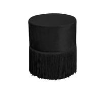 BIANCHERIAWEB Pouf Salotto/Camera con Frangette Imbottito Modello Velvet Malibù Tinta Unita Pouf Nero