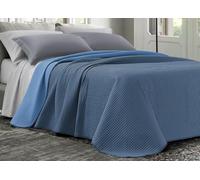 BIANCHERIAWEB Quilt Trapuntino Estivo 100gr/mq Bicolor Double Face Tinta Unita Modello Cloe Piazza E Mezza Azzurro