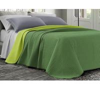 BIANCHERIAWEB Quilt Trapuntino Estivo 100gr/mq Bicolor Double Face Tinta Unita Modello Cloe Singolo Verde