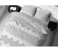 BIANCHERIAWEB Sacco Copripiumino In 100% Cotone Made Italy Disegno Zig Zag Piazza E Mezza Beige