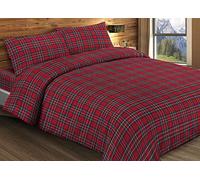 BIANCHERIAWEB Sacco Copripiumino in 100% Cotone per Piumino Dis Scozzese Kilt Matrimoniale Rosso