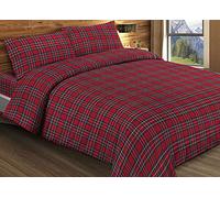 BIANCHERIAWEB Sacco Copripiumino in Morbida Flanella 100% Cotone Disegno Scozzese Kilt Rosso Matrimoniale Rosso