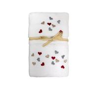 BIANCHERIAWEB Set Asciugamano Copiola Salvietta Bagno in Spugna 100% Cotone Cuoricini Multicolore Copiola Bianco
