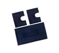 BiancheriaWeb Tappeto Bagno Doccia Spugna Tinta Unita Torino Tappetino Super Assorbente in Cotone Pelo Corto con Greca Parure 3 Pezzi Blu Notte
