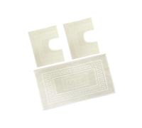 BiancheriaWeb Tappeto Bagno Doccia Spugna Tinta Unita Torino Tappetino Super Assorbente in Cotone Pelo Corto con Greca Parure 3 Pezzi Panna