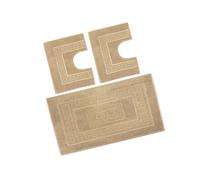 BiancheriaWeb Tappeto Bagno Doccia Spugna Tinta Unita Torino Tappetino Super Assorbente in Cotone Pelo Corto con Greca Parure 3 Pezzi Beige