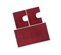 BiancheriaWeb Tappeto Bagno Doccia Spugna Tinta Unita Torino Tappetino Super Assorbente in Cotone Pelo Corto con Greca Parure 3 Pezzi Bordeaux