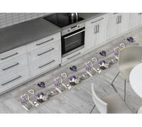 BIANCHERIAWEB Tappeto Passatoia Cucina Antiscivolo Sottolavello Lavanda Cuor Carretto Grigio 50x280 Grigio