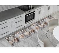 BIANCHERIAWEB Tappeto Passatoia Cucina Retro Antiscivolo Runner Corsia Antisfilo Sottolavello Fantasia Shabby Love Stampa Digitale Disegno Cuori Appesi Grigio