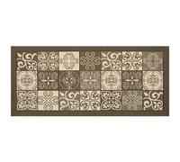 BIANCHERIAWEB - Tappeto Passatoia Runner Cucina Antiscivolo Lavabile Disegno Maiolica Suardi 55x115 Fango