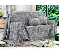 BIANCHERIAWEB Telo Arredo Copridivano Multiuso Copritutto Misto Cotone Modello Multirighe 220x260 Silver