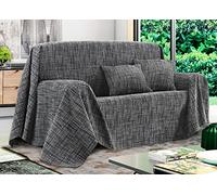BIANCHERIAWEB Telo Arredo Copridivano Multiuso Copritutto Misto Cotone Modello Multirighe 300x260 Carbone