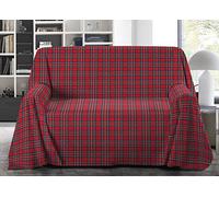 BIANCHERIAWEB Telo Arredo Copritutto Multiuso Salvadivano in Cotone Scozzese Kilt Singolo Rosso