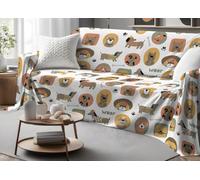 BIANCHERIAWEB Telo Arredo Granfoulard Copritutto Salvadivano 100% Cotone Dis. Cani 25 GI Singolo Cani 25