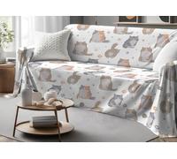 BIANCHERIAWEB Telo Arredo Granfoulard Copritutto Salvadivano 100% Cotone Dis. Gatti 25 GI Matrimoniale Gatti 25
