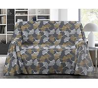 BIANCHERIAWEB Telo Arredo Granfoulard Copritutto Salvadivano 100% Cotone Dis. Ginko Matrimoniale Giallo
