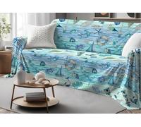 BIANCHERIAWEB Telo Arredo Granfoulard Copritutto Salvadivano 100% Cotone Dis. Mare 25 GI Singolo Mare 25