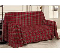 BIANCHERIAWEB Telo Arredo Multiuso Linea Pensieri Delicati in 100% Cotone Disegno Tartan Singolo Rosso