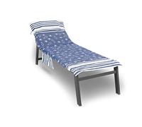 BIANCHERIAWEB Telo Mare Fishy 75x190 cm Lettino Spiaggia Con Cuscino Imbottito E Tasche Blu