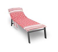 BIANCHERIAWEB Telo Mare Fishy 75x190 cm Lettino Spiaggia Con Cuscino Imbottito E Tasche Corallo