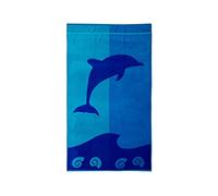BIANCHERIAWEB Telo Mare Jacquard Spugna Asciugamano Spiaggia Disegno Flipper Telo Mare Blu