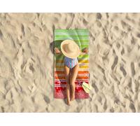 BIANCHERIAWEB Telo Mare Jacquard Spugna Asciugamano Spiaggia Disegno Lanzarote Degradè Telo Mare Multicolor