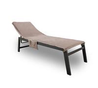 BIANCHERIAWEB Telo Mare Lettino In Spugna Tinta Unita Con Tasche Modello Pool&Beach Lettino Tortora