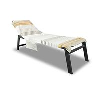 BIANCHERIAWEB Telo Mare Lettino Spiaggia Con Cuscino E Tasche Laterali Fantasia Rigata Modello Gold