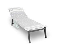 BIANCHERIAWEB Telo Mare Lettino Spiaggia Piscina Con Cuscino Imbottito E Tasche Fishy Grigio
