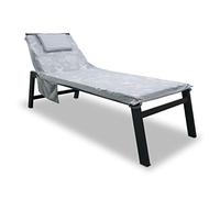 BIANCHERIAWEB Telo Mare Microfibra da Lettino con Cuscino E Tasche Modello Miami Grigio