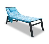 BIANCHERIAWEB Telo Mare Microfibra Lettino con Cuscino E Tasche Modello Miami Turchese