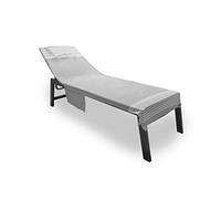 BIANCHERIAWEB Telo Mare Palau 75x190 cm Lettino Tinta Unita Spiaggia Piscina Con Cuscino Imbottito E Tasche A Righe Grigio