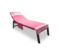 BIANCHERIAWEB Telo Mare Palau 75x190 cm Lettino Tinta Unita Spiaggia Piscina Con Cuscino Imbottito E Tasche A Righe Fucsia