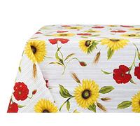 BIANCHERIAWEB Tovaglia Cucina Copritavolo In 100% Cotone Made Italy Disegno Girasoli RP 140x240 Girasoli