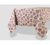 BIANCHERIAWEB Tovaglia Cucina e Salotto Disegno Cuore Rosso, Made in Italy, Tovaglia da Tavolo in Tessuto Miros, 140x140 cm