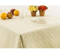 BIANCHERIAWEB Tovaglia Miros Resinata Antimacchia Copritavolo Cucina Disegno Pois Beige 140x180 Beige
