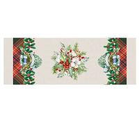 BIANCHERIAWEB Tovaglia Natale Digitale Centrotavola Runner Natalizio 100% Cotone Babbo Tartan SV 50x150 Babbo Tartan
